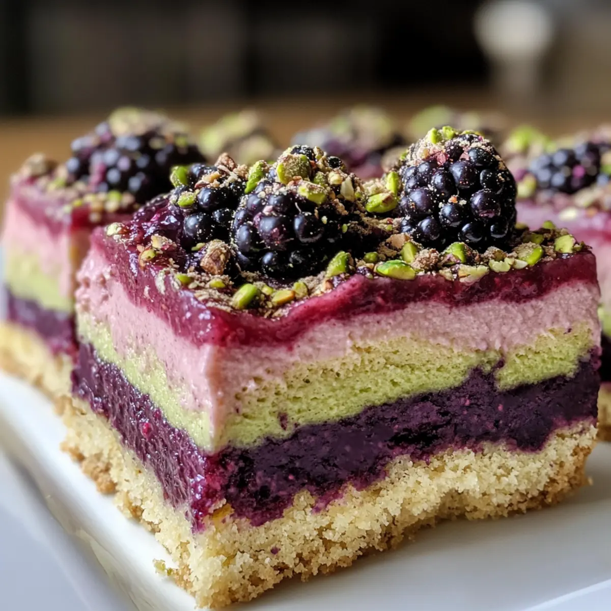 Blackberry Pistachio Dream Bars