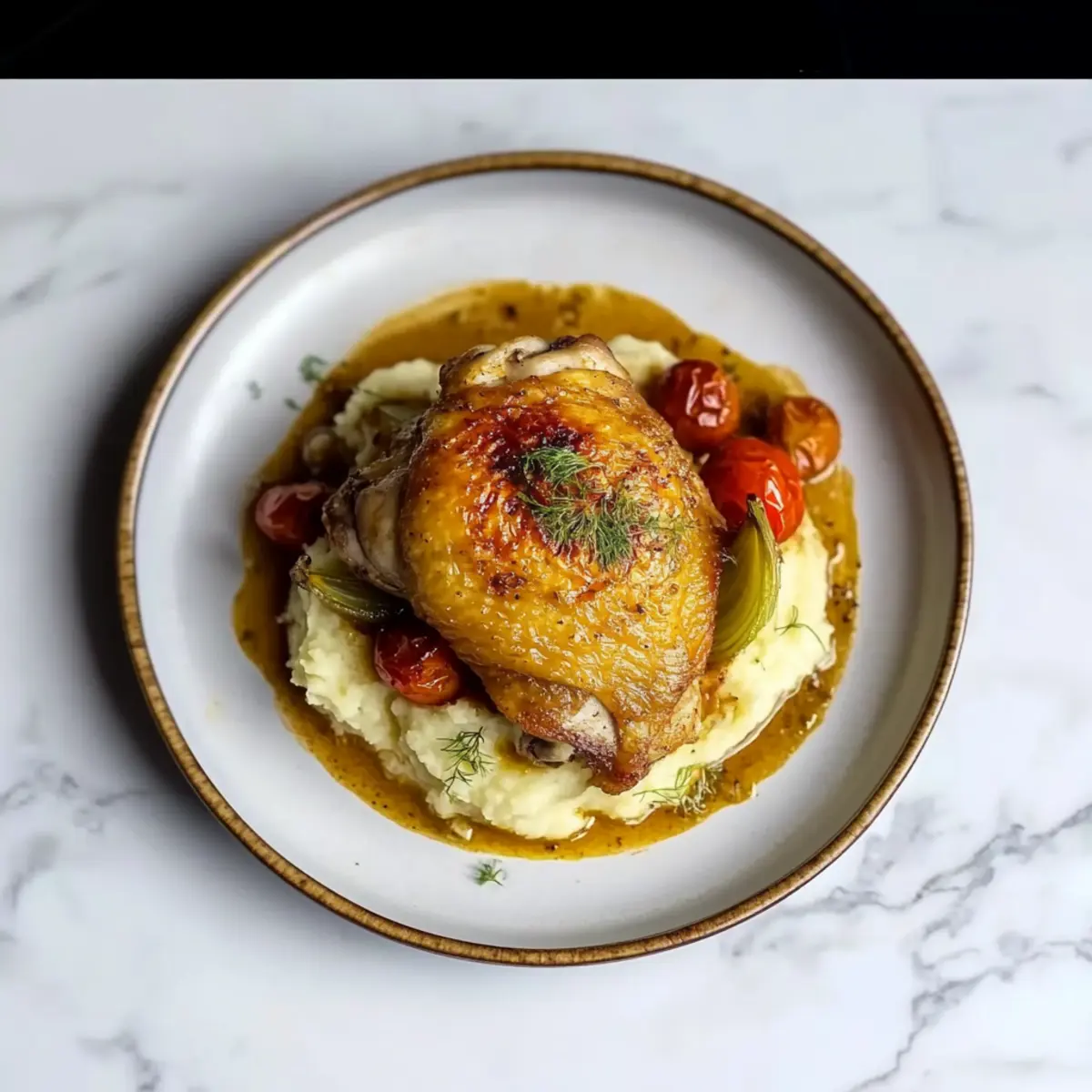 Roast Chicken and Fennel with Mashed Potatoes