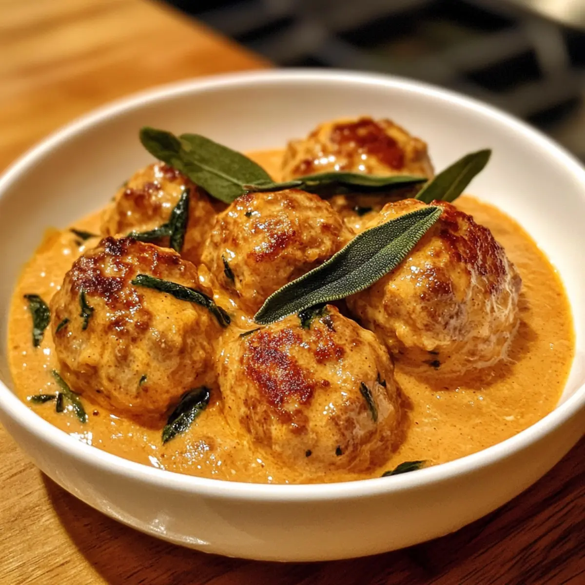 Turkey Meatballs in Pumpkin Sage Sauce