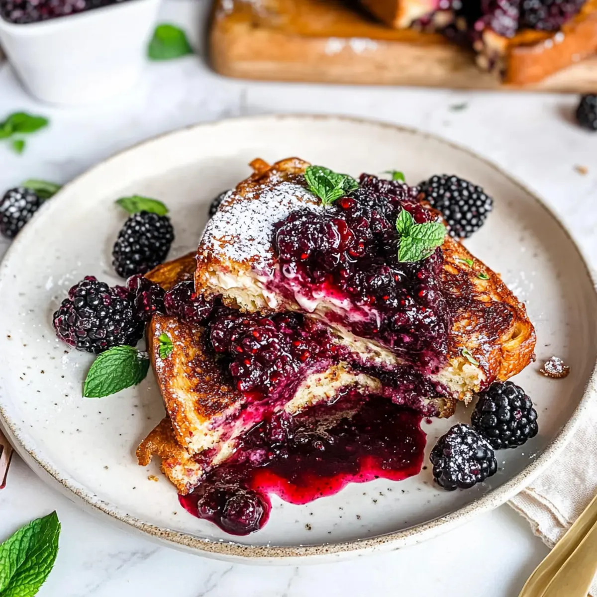 Cream Cheese Stuffed Blackberry Compote French Toast