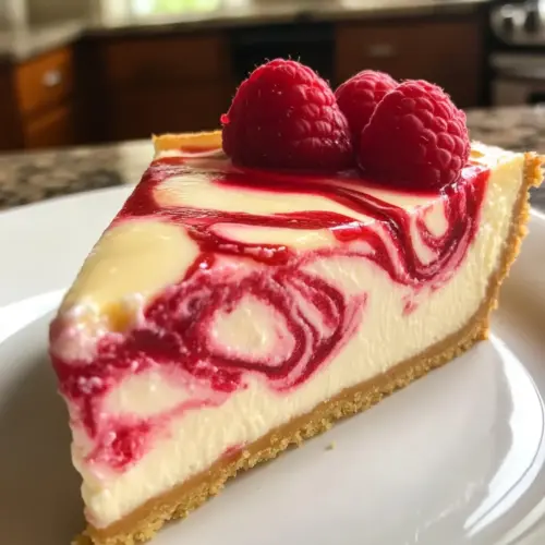 White Chocolate Raspberry Swirl Cheesecake