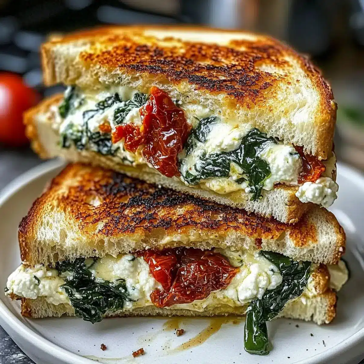 Sun-Dried Tomato, Spinach, and Ricotta Grilled Cheese