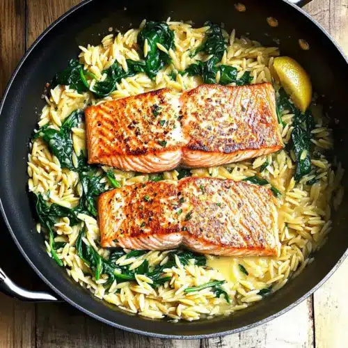 One Skillet Salmon with Lemon Orzo