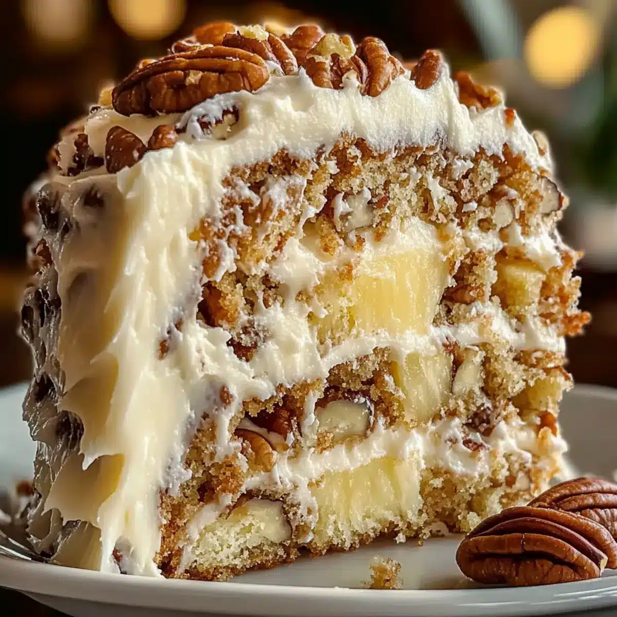 Creamy Pineapple Pecan Cake