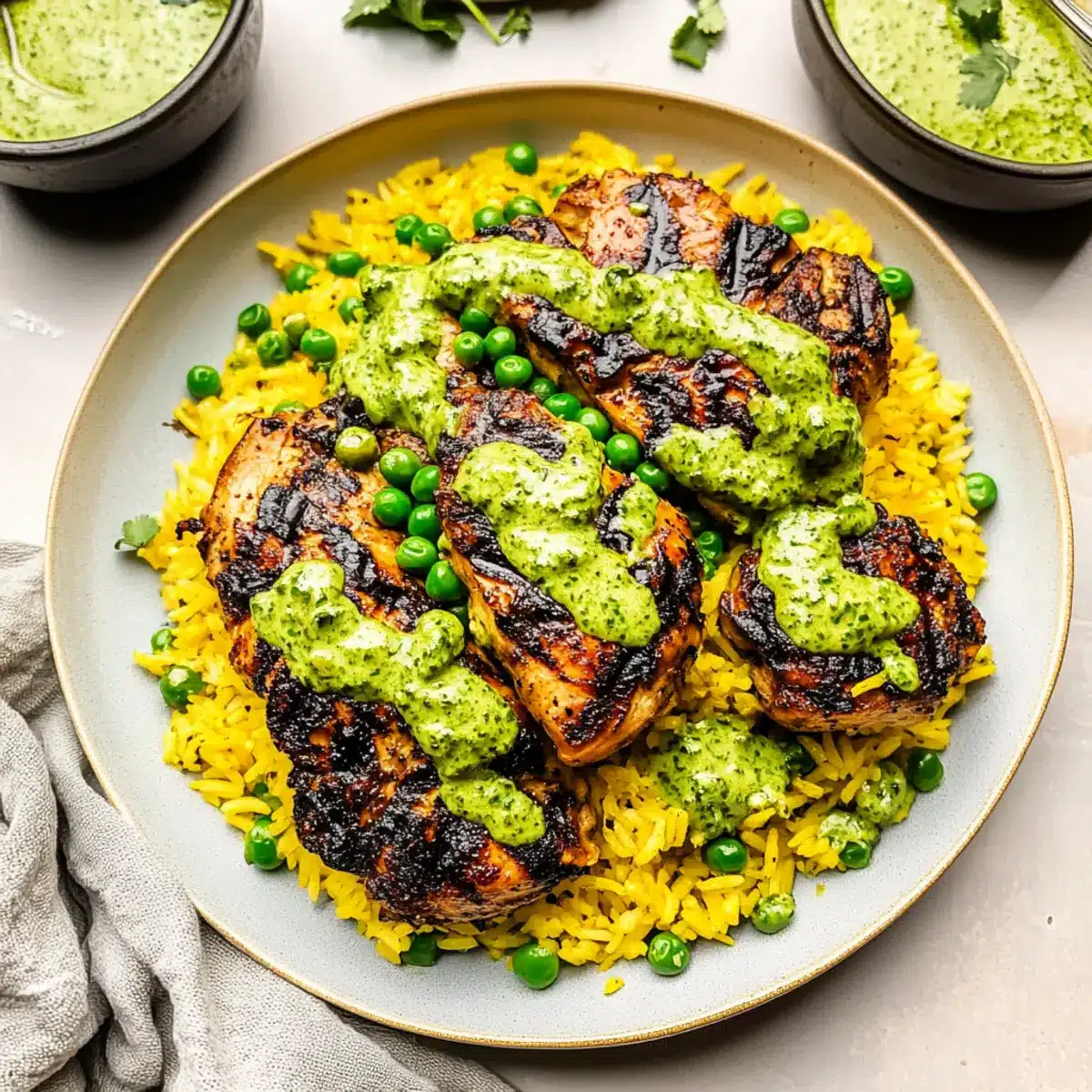 Peruvian Chicken & Rice with Green Sauce