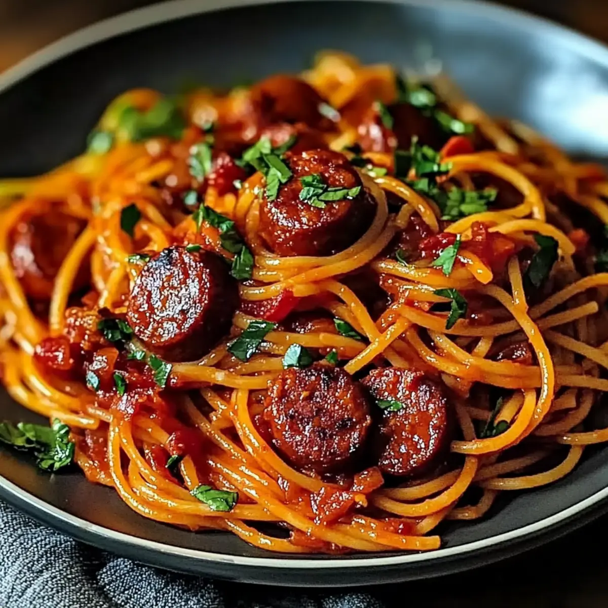 Haitian Spaghetti with Cajun Sausage