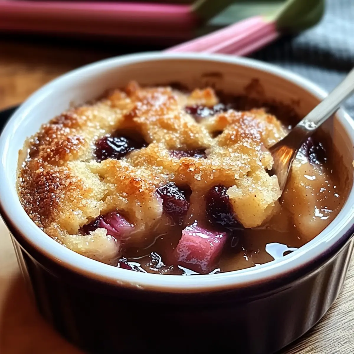 Baked Sticky Rhubarb Pudding