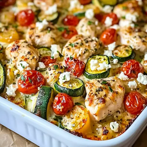 Mediterranean Chicken Zucchini Bake