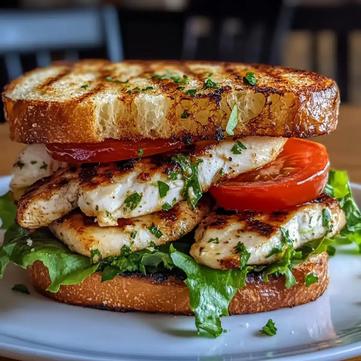 Garlic Butter Lettuce, Tomato & Grilled Chicken Sandwich