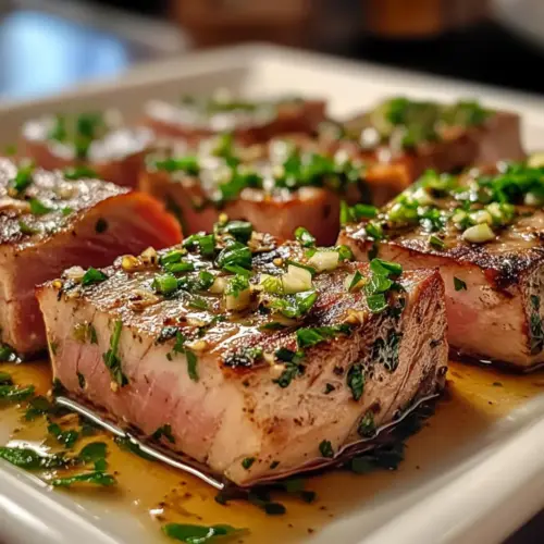 Seared Tuna Steaks with Garlic Herb Butter