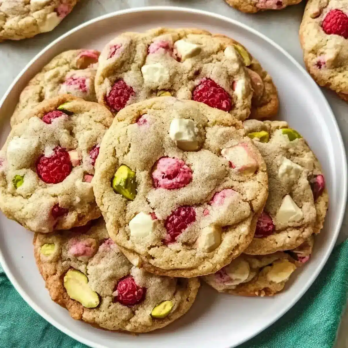 Raspberry White Chocolate Pistachio Cookies